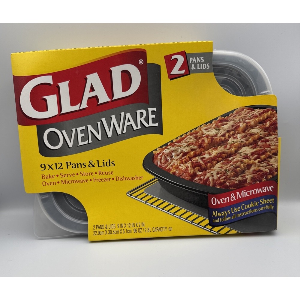 New Glad Ovenware 9x12 Pans and Lids 2 Pack Discontinued‎ 9x12x2 black reusable